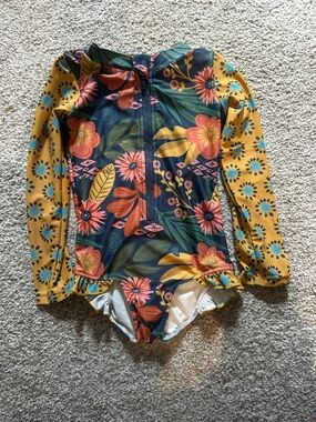 Oopsie Daisy Girls Long Sleeve Floral Rash Guard Swimsuit Size 4